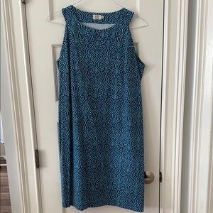 Katherine Way Blue Halter Midi Sheath Dress